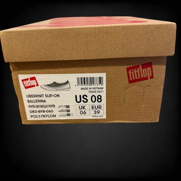 New Without Tags fitflop UberKnit Slip On Ballerina Sneakers Gray/Metallic 8 - Picture 5 of 6